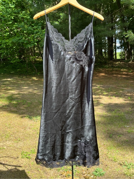 Victoria's Secret Dresses & Skirts - 90s Victoria’s Secret Gold Label Black Midi Slip Dress Lace Trim Size M Lingerie